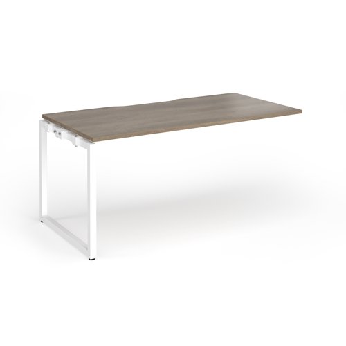 Connex+ Single Add-On Desk 1600x800x725mm White O-Frame/Grey Nebraska Oak Top HCO168-AB-WH-NO