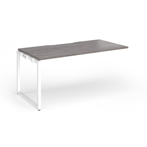 Connex+ Single Add-On Desk 1600x800x725mm White O-Frame/Grey Oak Top HCO168-AB-WH-GO
