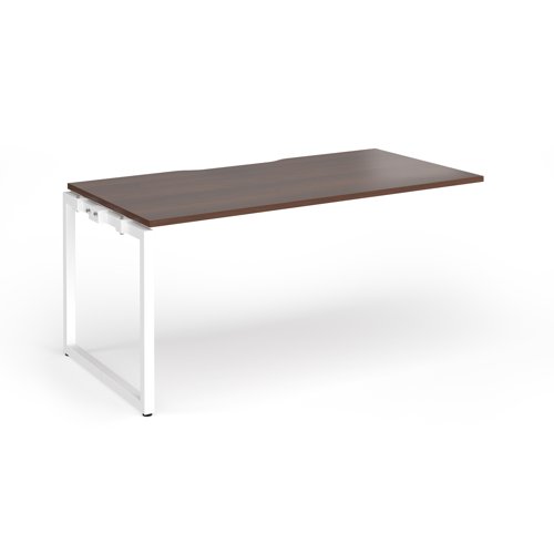 Connex+ Single Add-On Desk 1600x800x725mm White O-Frame/Walnut Top HCO168-AB-WH-W