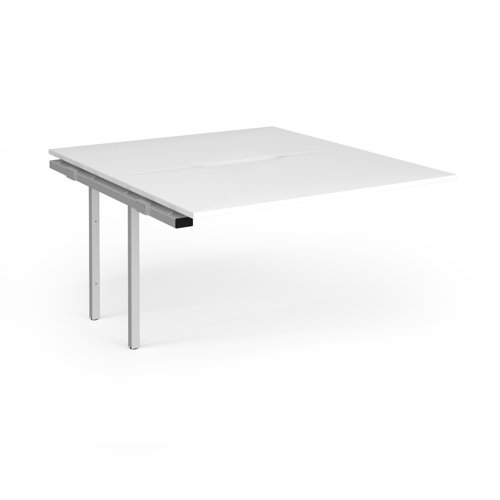 Connex+ Back-to-Back Add-On Desk 1400x1600x725mm Silver O-Frame/White Top HCO1416-AB-S-WH