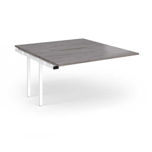 Connex+ Back-to-Back Add-On Desk 1400x1600x725mm White O-Frame/Grey Oak Top HCO1416-AB-WH-GO