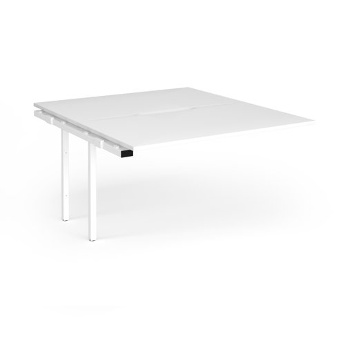 Connex+ Back-to-Back Add-On Desk 1400x1600x725mm White O-Frame/White Top HCO1416-AB-WH-WH