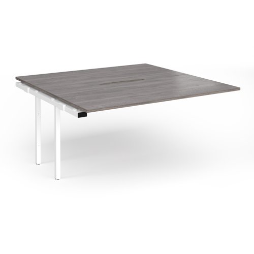 Connex+ Back-to-Back Add-On Desk 1600x1600x725mm White O-Frame/Grey Oak Top HCO1616-AB-WH-GO