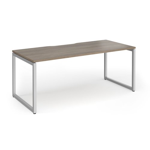 Connex+ Single Desk 1800x800mm Silver O-Frame/Grey Nebraska Oak Top HCO188-S-NO