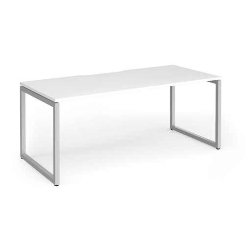Connex+ Single Desk 1800x800mm Silver O-Frame/White Top HCO188-S-WH