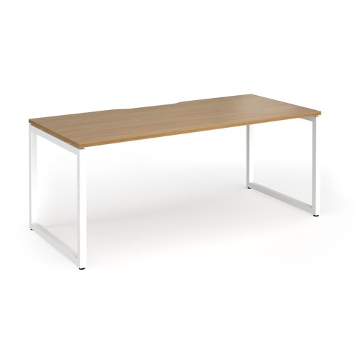 Connex+ Single Desk 1800x800mm White O-Frame/Oak Top HCO188-WH-O