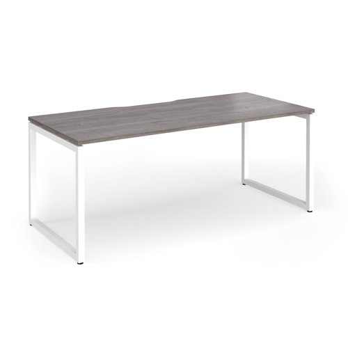 Connex+ Single Desk 1800x800mm White O-Frame/Grey Oak Top HCO188-WH-GO