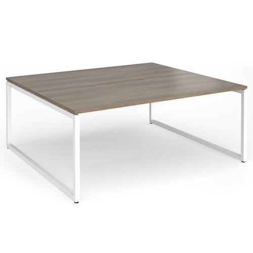 Connex+ Back-to-Back Desk 1800x1600mm White O-Frame/Grey Nebraska Oak Top HCO1816-WH-NO