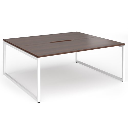 Connex+ Back-to-Back Desk 1800x1600mm White O-Frame/Walnut Top HCO1816-WH-W