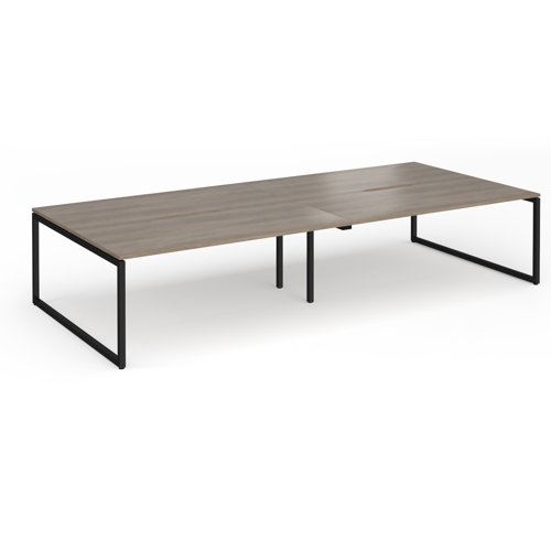 Connex+ Double Back-to-Back Desk 3600x1600mm Black O-Frame/Grey Nebraska Oak Top HCO36L16-K-NO