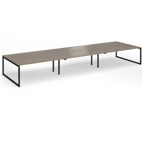 Connex+ Triple Back-to-Back Desk 5400x1600mm Black O-Frame/Grey Nebraska Oak Top HCO5416-K-NO