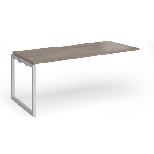 Connex+ Single Add-On Desk 1800x800x725mm Silver O-Frame/Grey Nebraska Oak Top HCO188-AB-S-NO