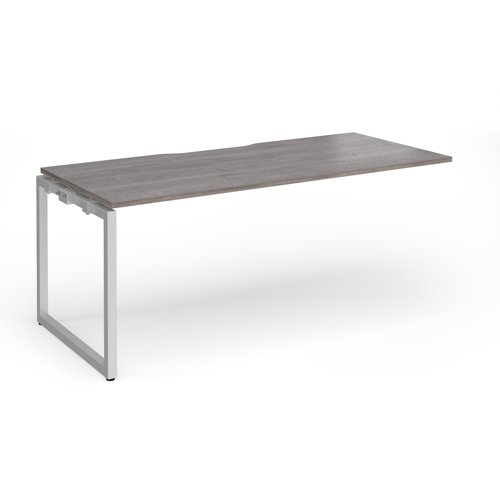 Connex+ Single Add-On Desk 1800x800x725mm Silver O-Frame/Grey Oak Top HCO188-AB-S-GO