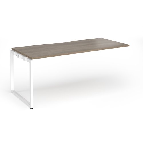 Connex+ Single Add-On Desk 1800x800x725mm White O-Frame/Grey Nebraska Oak Top HCO188-AB-WH-NO