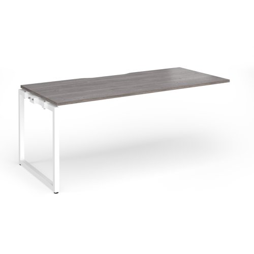 Connex+ Single Add-On Desk 1800x800x725mm White O-Frame/Grey Oak Top HCO188-AB-WH-GO