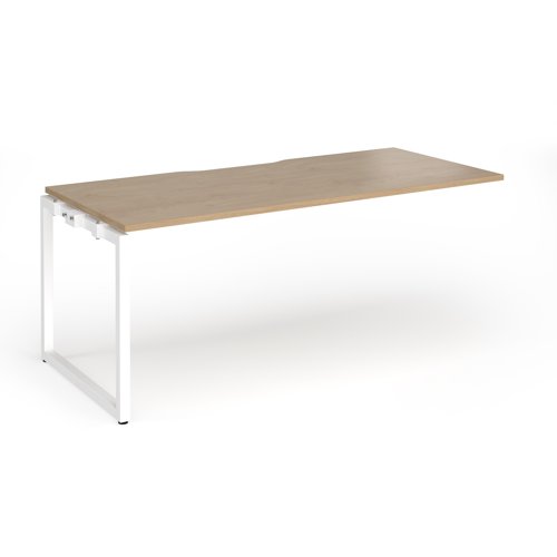 Connex+ Single Add-On Desk 1800x800x725mm White O-Frame/Kendal Oak Top HCO188-AB-WH-KO
