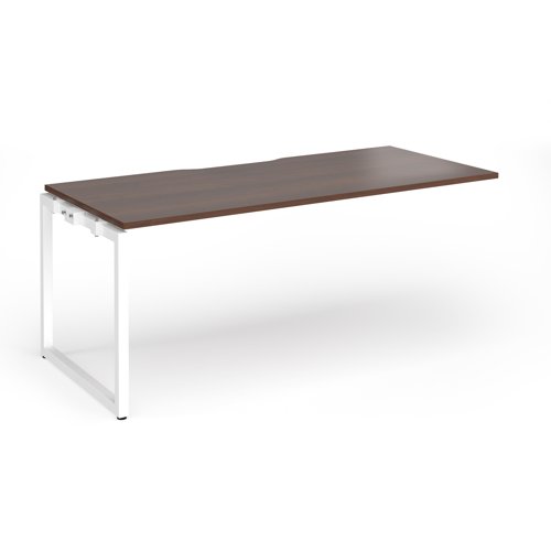 Connex+ Single Add-On Desk 1800x800x725mm White O-Frame/Walnut Top HCO188-AB-WH-W