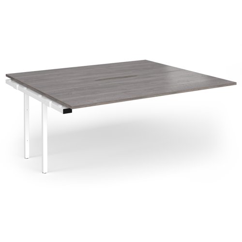 Connex+ Back-to-Back Add-On Desk 1800x1600x725mm White O-Frame/Grey Oak Top HCO1816-AB-WH-GO