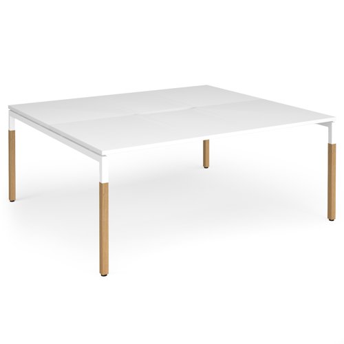 Connex+ Back-to-Back Desk 1800x1600mm Wood Goal Post Frame/White Top GWCO1816-WH-WH