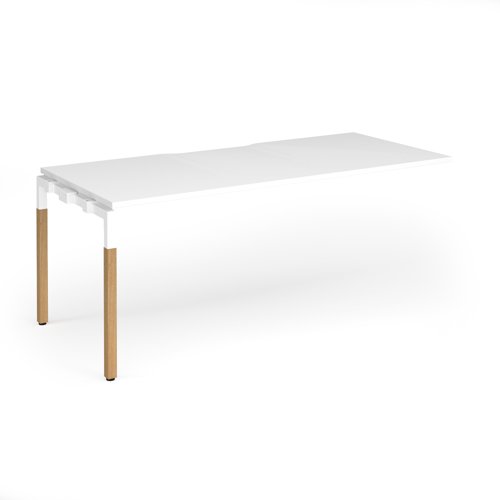 Connex+ Single Add-On Desk 1800x800x725mm Wood Goal Post Frame/White Top GWCO188-AB-WH-WH