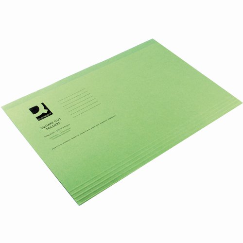 Square Cut Folder Foolscap Green 180gsm (Pack 100)