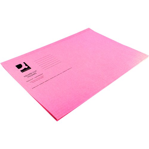 Square Cut Folder Foolscap Pink 180gsm (Pack 100)