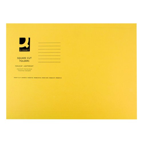 Square Cut Folder Foolscap Yellow 180gsm (Pack 100)