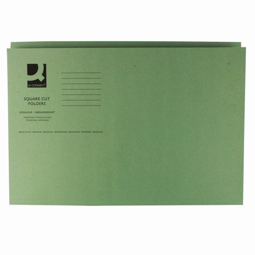 Square Cut Folder Foolscap Green 250gsm (Pack 100)