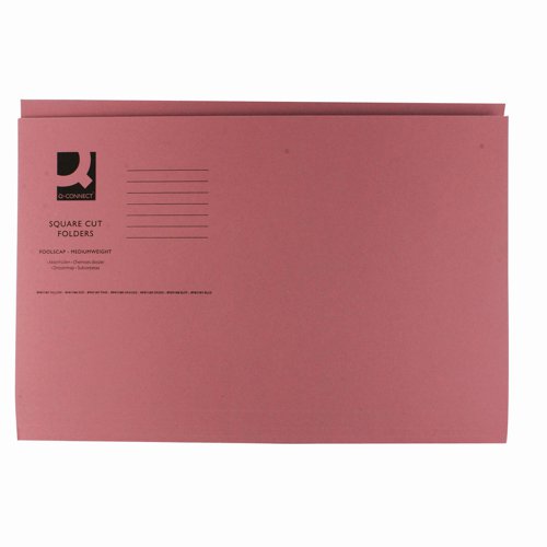 Square Cut Folder Foolscap Pink 250gsm (Pack 100)