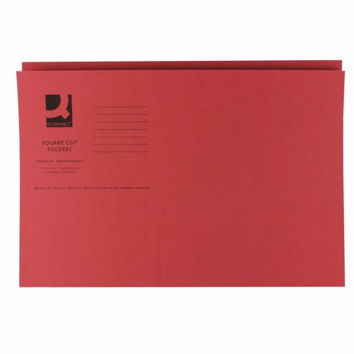 Square Cut Folder Foolscap Red 250gsm (Pack 100)