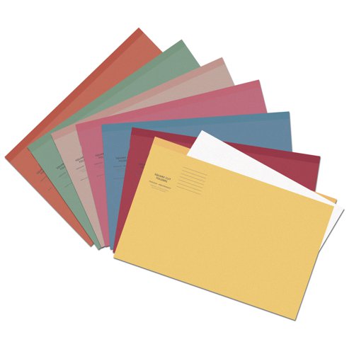 Square Cut Folder Foolscap Assorted Colours 250gsm (Pack 100)