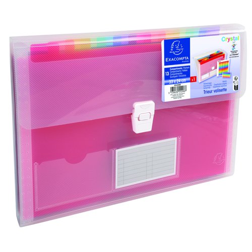 Exacompta Expanding File 13 Pocket A4 Clear/Assorted 55298E