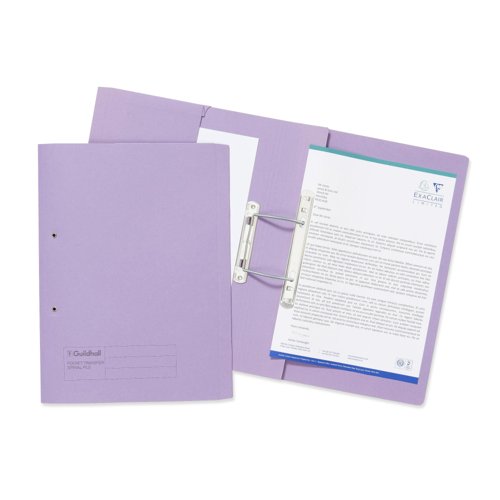 Guildhall Transfer Spiral Pocket File Foolscap Mauve 315gsm 349-MVEZ