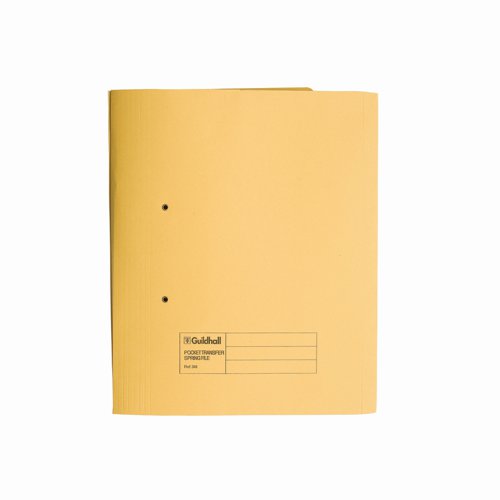 Guildhall Transfer Spiral Pocket File Foolscap Yellow 315gsm 349-YLWZ