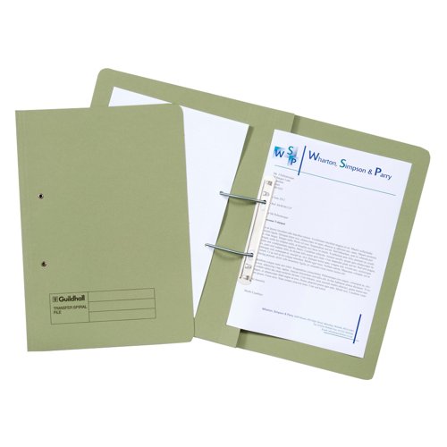 Guildhall Transfer Spiral File Foolscap Green 420gsm 211/7002Z
