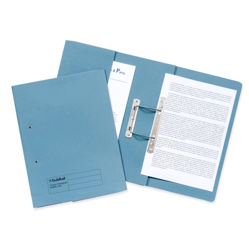 Guildhall Transfer Spiral Pocket File Foolscap Blue 420gsm 211-6000