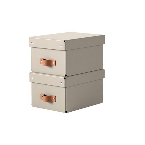 Leitz Puro Storage Box Card Small Grey Beige (Pack 2) 61470012