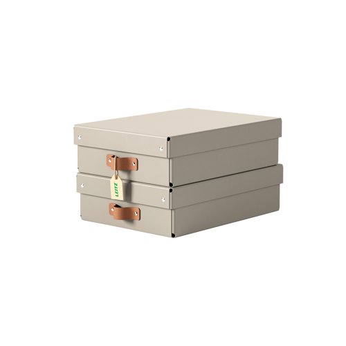 Leitz Puro Storage Box Card Medium Low Grey Beige (Pack 2) 61480012