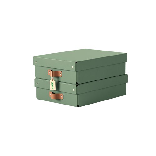 Leitz Puro Storage Box Card Medium Low Earthy Green (Pack 2) 61480050