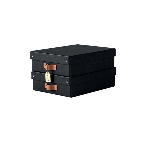 Leitz Puro Storage Box Card Medium Low Anthracite Black (Pack 2) 61480095
