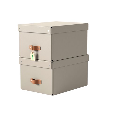 Leitz Puro Storage Box Card Medium Grey Beige (Pack 2) 61490012