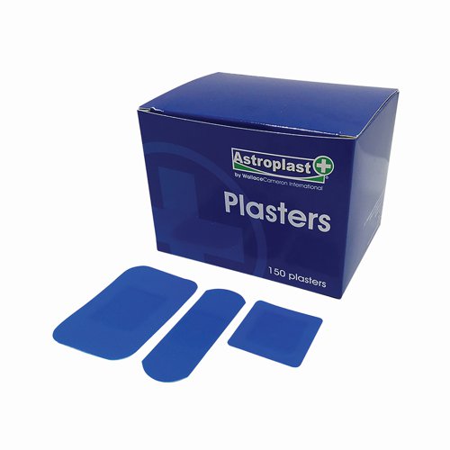 Wallace Cameron Astroplast Blue Detectable Plasters Refill Assorted Sizes (Pack 150) 1214037