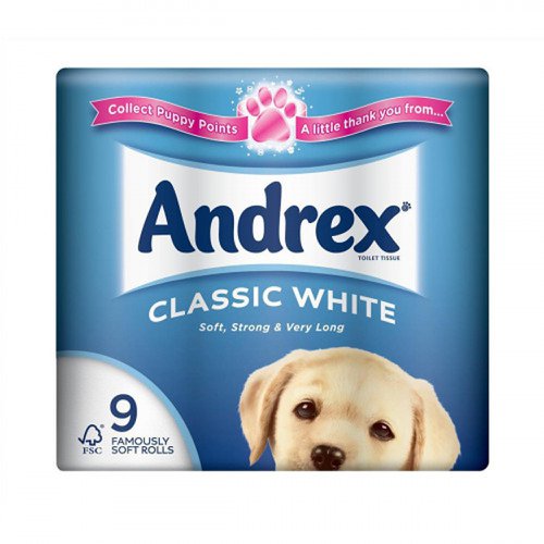 Andrex Classic White Toilet Tissue 2ply (Pack 9) 4453610