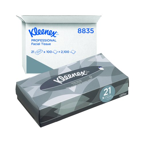 KLEENEX Facial Tissue 2ply White 100 Sheets (Pack 21) 8835