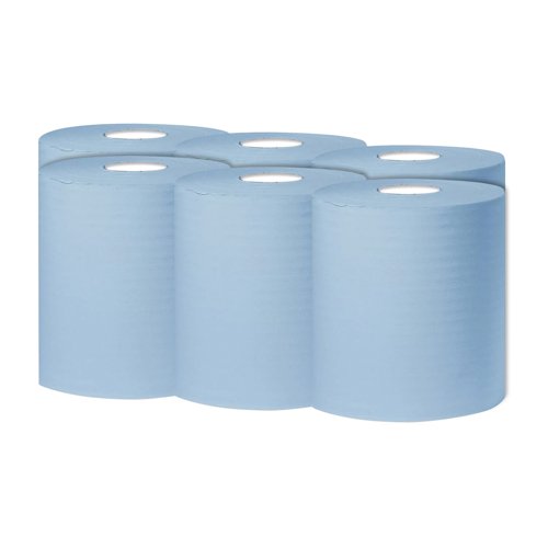 Centrefeed Hand Towel Roll 1-Ply 300m Blue (6)