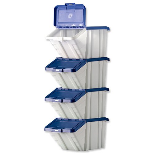 Topstore Multipurpose Container & Lid 50 Litre Blue (Pack 4) 052101/4