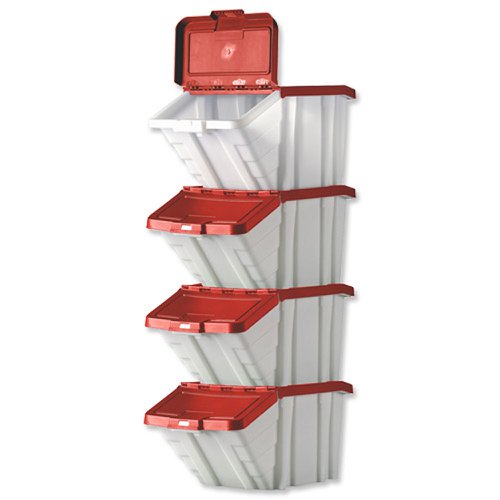 Topstore Multipurpose Container & Lid 50 Litre Red (Pack 4) 052102/4