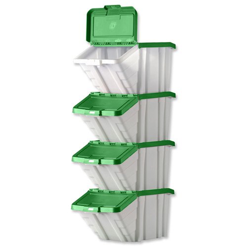Topstore Multipurpose Container & Lid 50 Litre Green (Pack 4) 052104/4