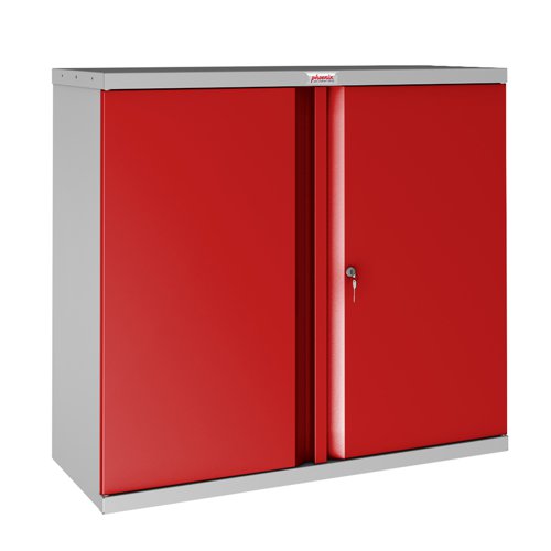 Phoenix SCL Series Secure Cupboard 2 Door 915x370x830mm Grey/Red Key Lock SCL0891GRK