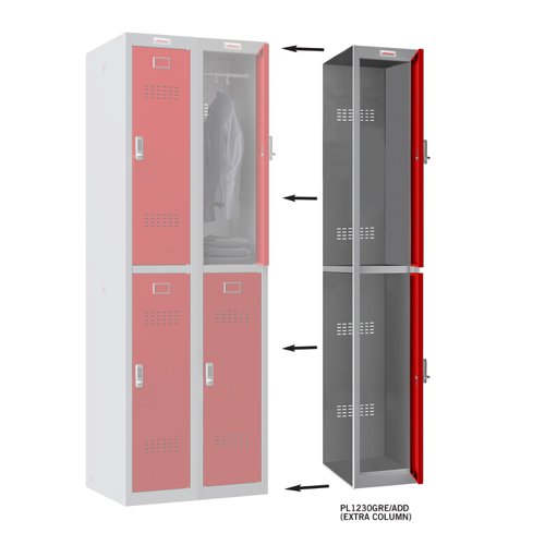 Phoenix PL1230 1 Column 2 Door Locker Add On Column Grey/Red Electronic Lock PL1230GRE/ADD